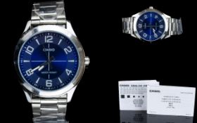 Casio - Gents MTP-VXOID Series Stainless Steel - Analog Wrist Watch, Blue Dial, Seconds Sweep. Brand