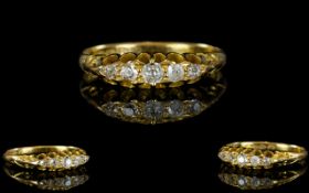 Antique Period 18ct Gold 5 Stone Diamond Set Ring. Gallery Setting.