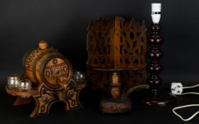 A Collection Of Vintage Decorative Wood Items Four in total to include reticulated corner shelf,