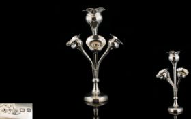 Art Nouveau 4 Branch - Tulip Form Silver Epergne of Excellent Design and Proportions.