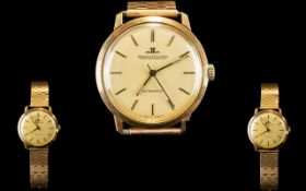 Jaeger Le Coultre Gents 9ct Gold Cased Automatic Wristwatch with later attached 18ct gold