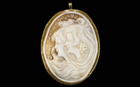 A Very Large And Impressive Shell Cameo Convertible Brooch And Pendant With 18ct Gold Mount An