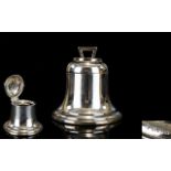 Edwardian Period - Unusual Silver Ships Inkwell Stand for a Desk, In The Form of a Large Bell.