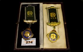 Silver Enamel Buffalo Jewel In Fitted Box Victory Lodge no. 2480.