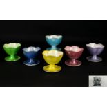 Maling - 1930's Set of Six Iridescent Glazed Harlequin Sundae Dishes - Lily Design.