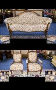 A Large Chaise Lounge Generous two seater chaise sofa with carved detail to arm and head rest.