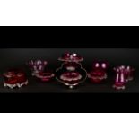 Victorian Period Good Collection of Cranberry Glass Vases (8) pieces in total.