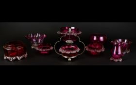 Victorian Period Good Collection of Cranberry Glass Vases (8) pieces in total.