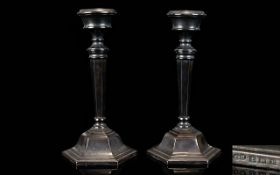 Elizabeth II Nice Quality Pair Of Silver Candle Sticks Of good form and proportion.