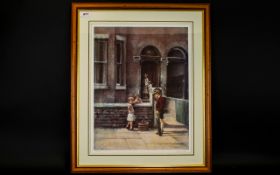 M Grimshaw Signed Limited Edition Coloured Print Titled Outside Grans, Framed,