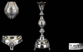 Russian/Polish Late 19thC Cast Silver Single Candle Stick this candlestick was made in Poland under