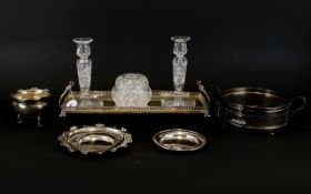 Misc Lot Of Silver Plated Ware, Comprising Gallery Tray, Dishes, Sugar Bowl.