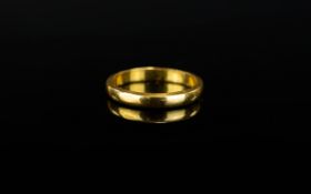 22ct Gold Wedding Band. 2.5 grams. Ring Size J.