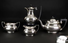 George Unite 1930's Solid Silver 4 Piece Tea And Coffee Service, Of Excellent Condition And Form.