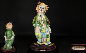 Capodimonte Large Hand Painted Ceramic Clown Figure by Guiolo Cortese,