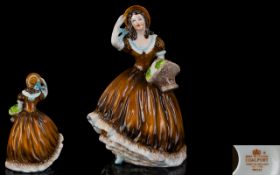 Coalport Early Pre-war Handpainted Porcelain Figurine 'Breeze' Style One finished in orange and