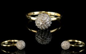 Interesting Fashion Designed 9ct Gold Diamond Set Ball Ring, fully hallmarked,