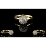 Interesting Fashion Designed 9ct Gold Diamond Set Ball Ring, fully hallmarked,