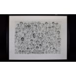 Cricket Interest Framed Signed Print 'Somerset Cricketers Past And Present' By Mike Tarr Large