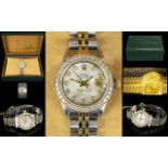 Rolex - Oyster Perpetual Ladies Date-Just 18ct Gold and Steel Wrist Watch, with Diamond Set Bezel