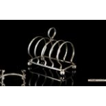 Art Deco Period Nice Quality George Unite Silver 4 Tier Toast Rack, Raised on 4 Ball Feet.