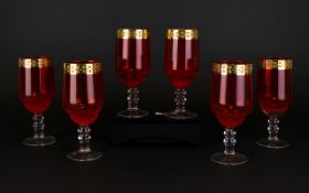 Venetian 1960's Set Of Six Hand Blown Ru