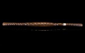 Antique Turned Wood Swagger Stick With S