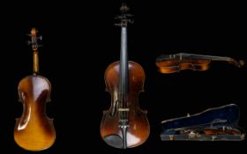 Three Quarter Size Violin In Wooden Case