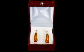 Gold Amber Drop Earrings. Stud earrings