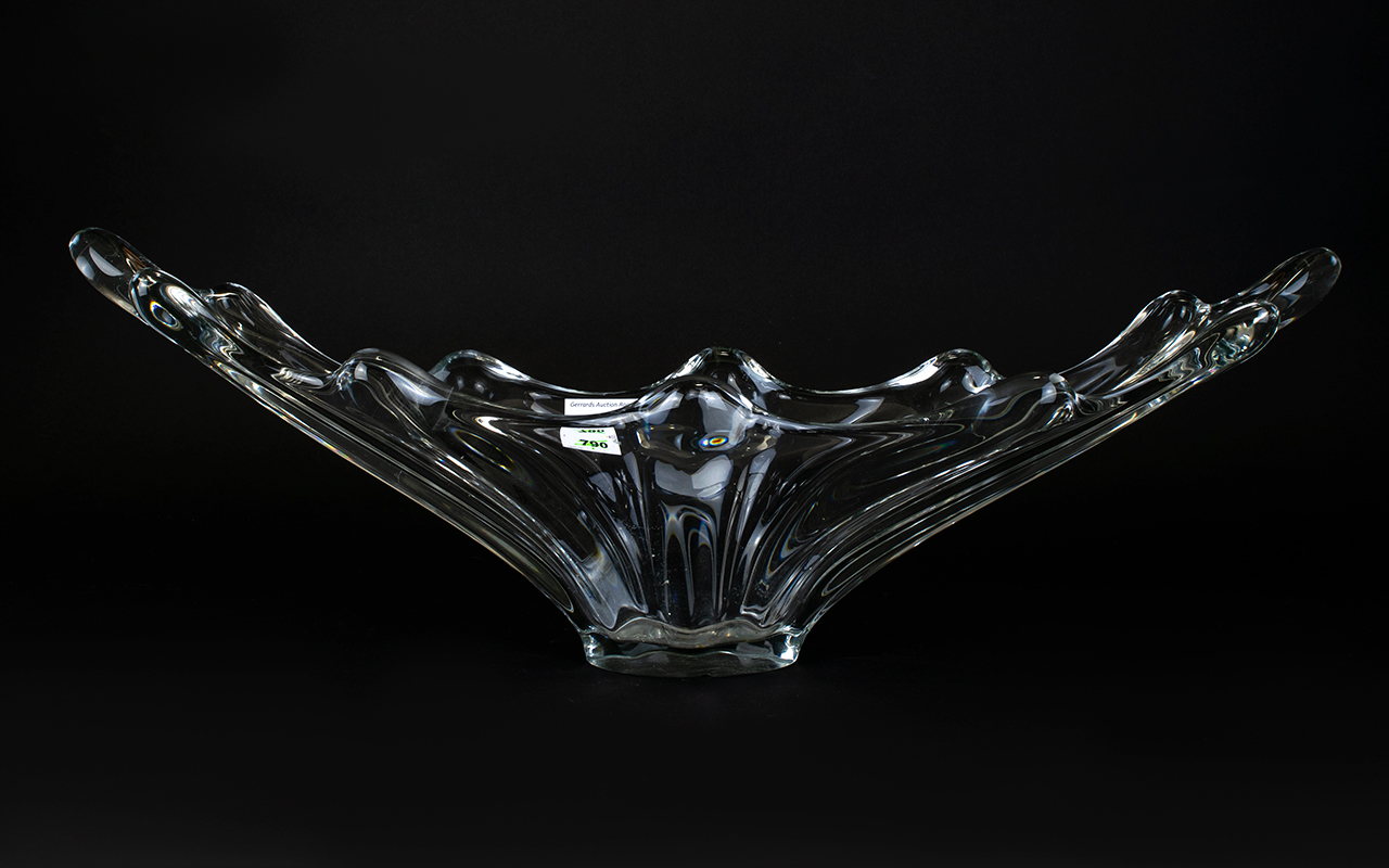 Clear Glass Murano Style Gondola Bowl, L