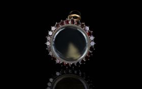 Antique Gold and Silver Garnet Locket. U