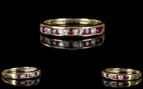 9ct Gold - Attractive Ruby and Diamond S