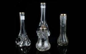 Pair of Clear Molded Glass Vases with si