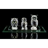 Swarovski - Silver Crystal Trio of Owl F