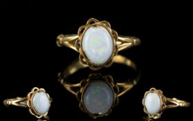 Vintage 9ct Gold Single Stone Opal Set D