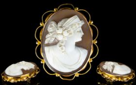 9ct Gold Mounted Shell Cameo Brooch with