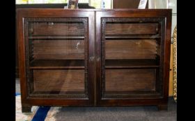 19th Century Bookcase Campaign Style Bookcase With Cast Iron Handles. Height 34 Inches. Width 48