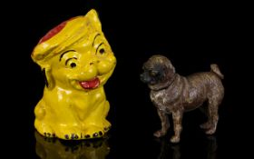 Austrian Cold Painted Standing Pug Dog Circa late 19th/early 20th century.