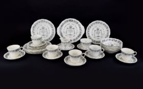 Grindley Royal Cauldron Passover Ware. 33 pieces. Black Litho on white pottery. Very rare pieces