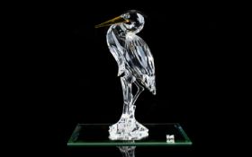 Swarovski Silver Crystal Figure ' Heron ' Feathered Friends Theme. Num 221627 7670 000 001. Designer