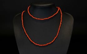 Long Antique Coral Necklace with 9ct gold clasp.