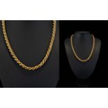 9ct Gold Rope Twist Design Necklace, From The 1980's. Fully Hallmarked. 20 Inches In length. 17.