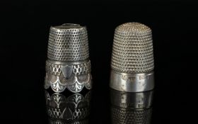 Antique Silver Thimbles two late 19th /early 20th century, each hallmarked for Silver.