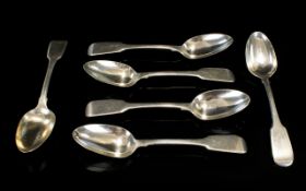 Set Of Six Victorian Silver Tea Spoons.