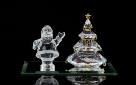 Swarovski Crystal Father Christmas Figure and Christmas Tree - Exquisite Accents 1/ Christmas