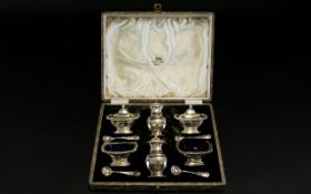 Walker and Hall Boxed ( 10 ) Piece Condiment Set From The 1930's.