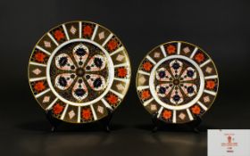 Royal Crown Derby Pair of Imari Pattern Cabinet Plates. Pattern No 1128 & Dates 1975. 10.