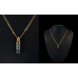 Ladies - 9ct Gold Topaz Set Pendant with Attached 9ct Gold Fancy Chain - Both Pendant and Chain of