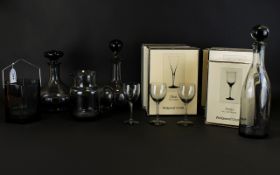 Collection of Glassware comprising of a Wedgwood lead crystal smoky brown glass ice bucket, water