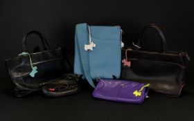 Collection of Genuine Leather Radley Bags. ( 5 ) In Total. Colours Range From Mint, Purple,